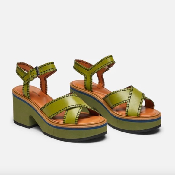 CLERGERIE - PARIS 'CHARLINE' Aloe Green Wedge Sandals - $625 BNIB - SAVE 66% - Picture 3 of 4